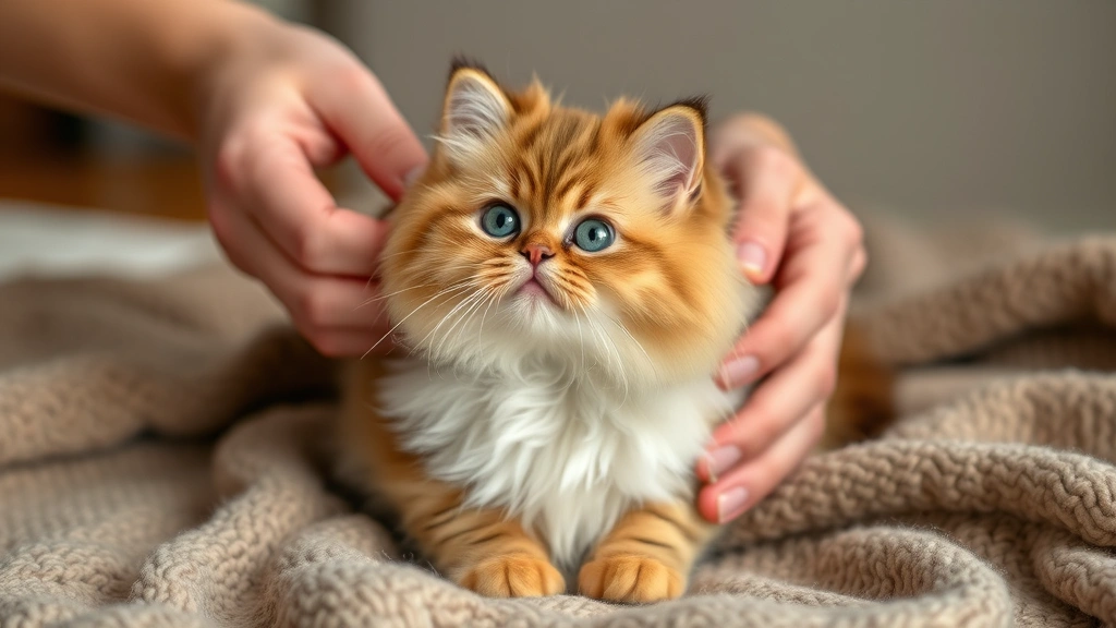 anxiety treats for cats -
A fluffy Persian cat receiving gentle attention from human hands while sitting 