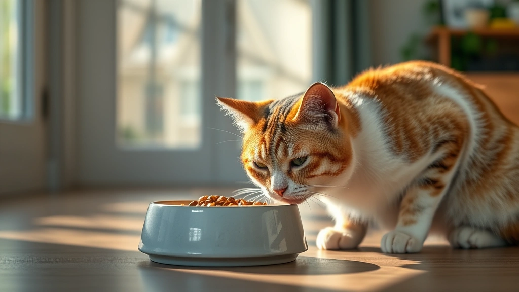 appetite stimulation schedule -
Photorealistic image of a content cat eating from a ceramic food bowl in a quie