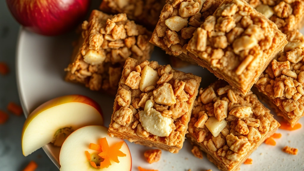 apple treat recipes for pets -
Photorealistic close-up of homemade apple carrot crunch treats arranged on a ce