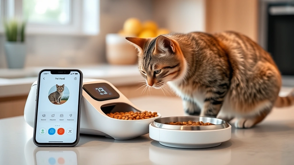 automatic pet feeders -
Photorealistic image of a sleek smart automatic pet feeder with digital display