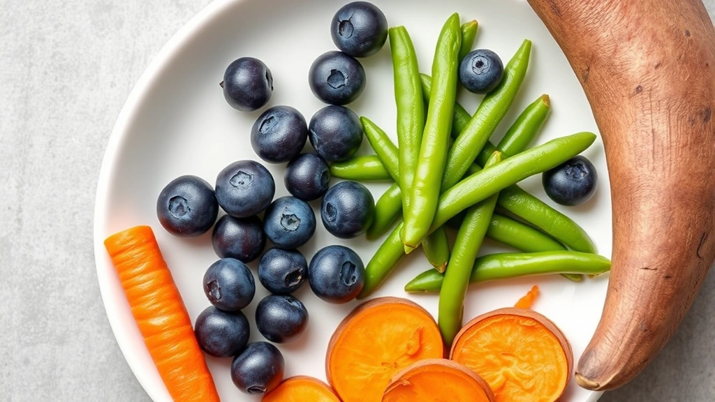 avocado and pets -
Photorealistic flat lay of pet-safe treat alternatives including carrots, blueb