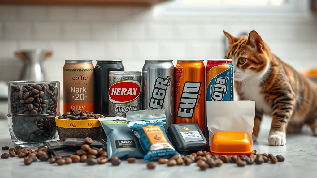 caffeine and pets -
Photorealistic image of various caffeine sources arranged on a kitchen counter