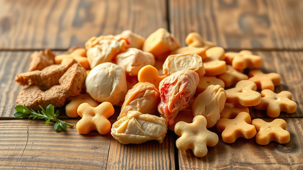 can cats eat tuna -
Photorealistic photo of various cat treat options arranged on a wooden surface: