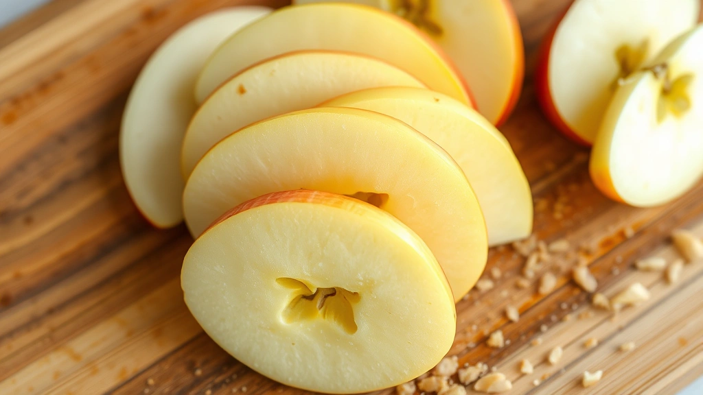 can dogs eat apples -
Close-up of sliced apples with seeds removed on a wooden cutting board, photore
