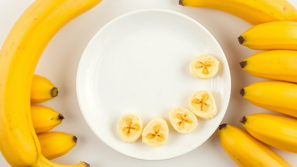 can dogs eat bananas -
Photorealistic flat lay overhead shot of fresh bananas with sliced pieces on a