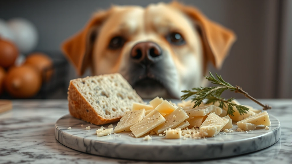 can dogs eat cheese -
parmesan) arranged on a marble surface with a curious dog’s face blurred