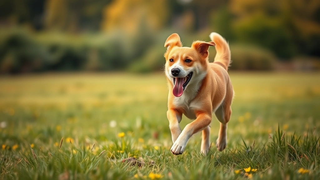 can you give a dog ibuprofen -
Photorealistic image of a happy, healthy dog running through a grassy field wit