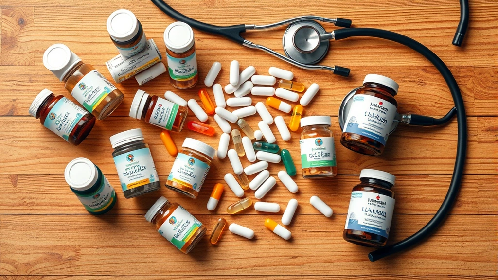 can you give dogs melatonin -
Photorealistic overhead shot of various pet supplement bottles and capsules arr