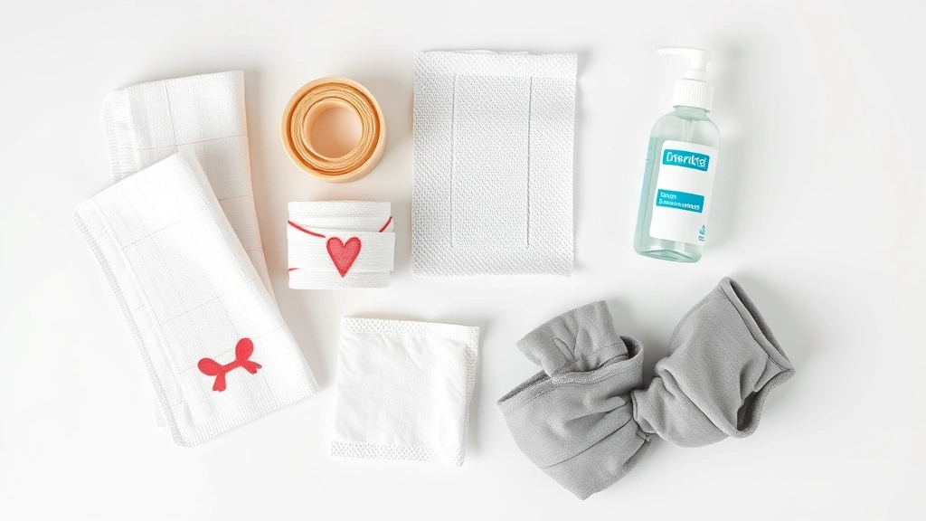 can you use liquid bandage on dogs -
Photorealistic overhead shot of dog wound care supplies laid out on a white sur