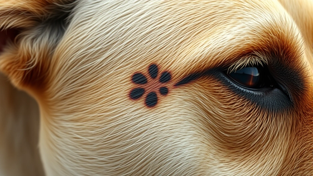 cancerous skin tags on dogs images -
Photorealistic detailed view of dog skin with irregular pigmented lesion showin