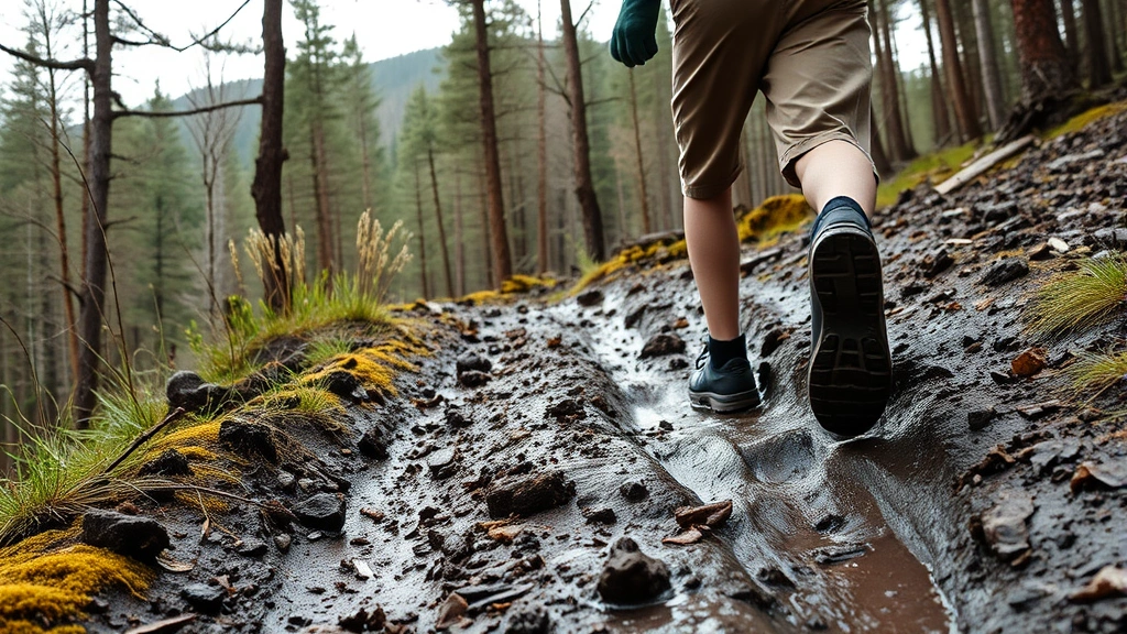 carhartt dog collar -
hiking through muddy terrain with natural forest background
