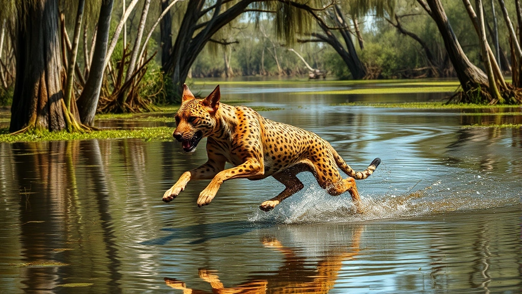 catahoula leopard dog personality -
Photorealistic action shot of an athletic Catahoula leopard dog running and jum