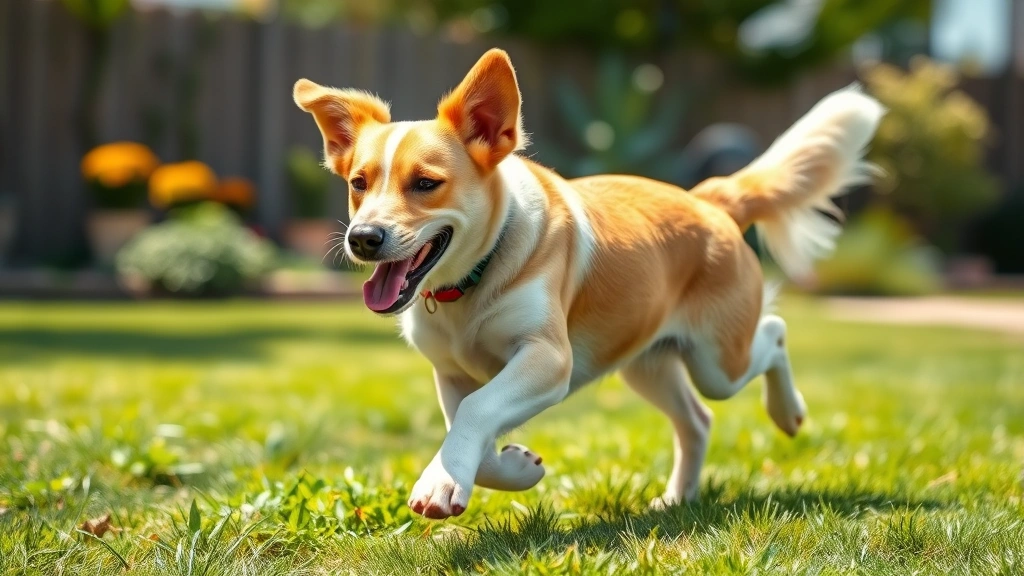 chicken free dog food -
Photorealistic style: A healthy dog with clear skin and shiny coat running play