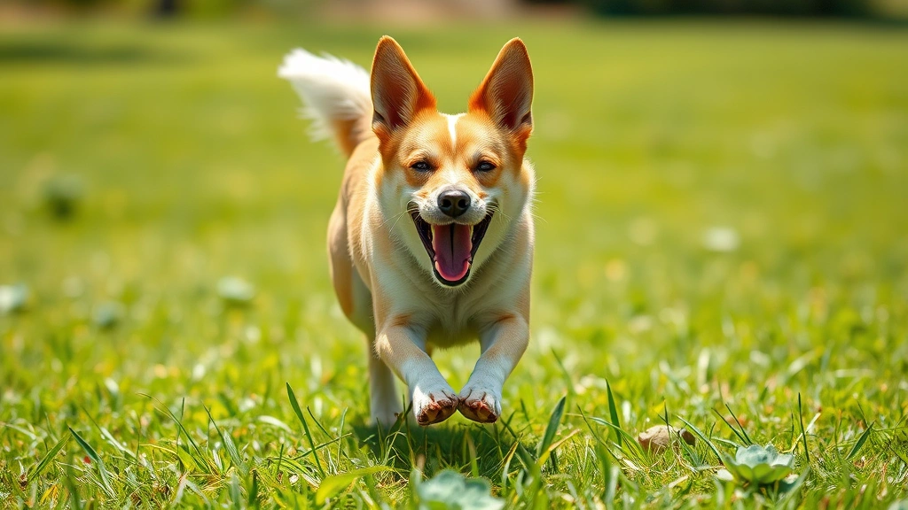 clavacillin for dogs -
Photorealistic photo of a healthy dog playing outdoors in a grassy field, looki