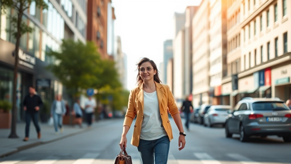 coach dog collar -
walking confidently on a sunny urban street with blurred city background
