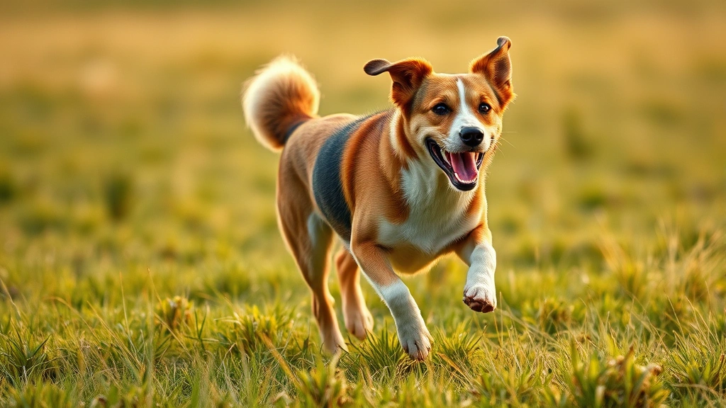 collagen for dogs -
Photorealistic happy medium-sized dog running through a grassy field with excel