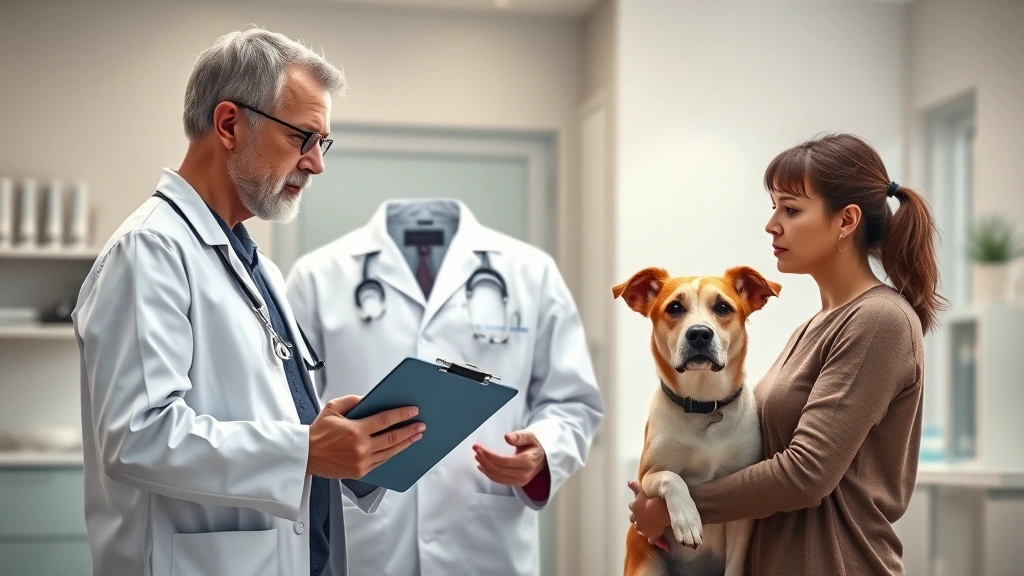 costco hot dog price -
Photorealistic image of a concerned veterinarian in white coat reviewing a clip