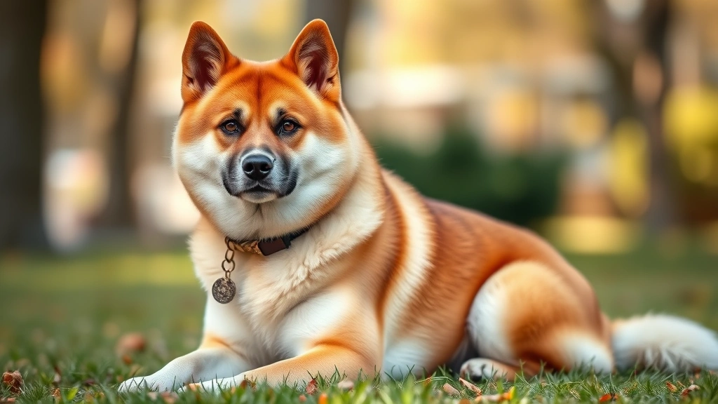 costliest breed of dog -
Akita dog in a formal sitting pose outdoors
