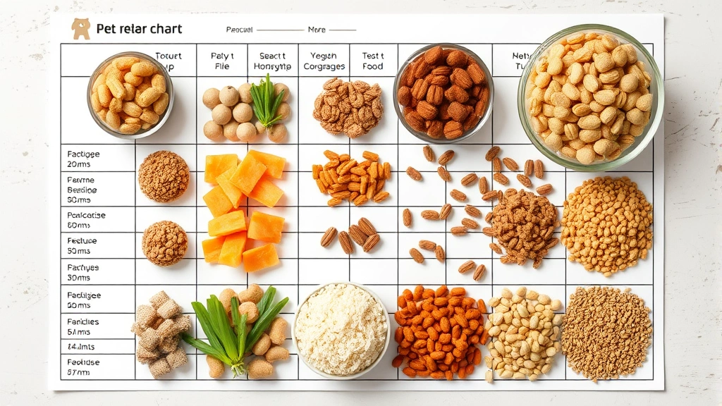 critical care feeding routine -
Photorealistic overhead shot of a pet nutrition chart with measured portions of