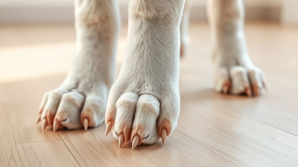 crusty white dog -
Photorealistic image of a white dog’s paw pad and leg area with visible h