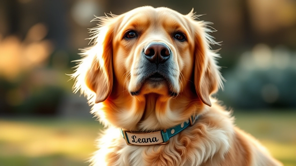 custom dog collars -
Photorealistic close-up of a golden retriever wearing a personalized embroidere
