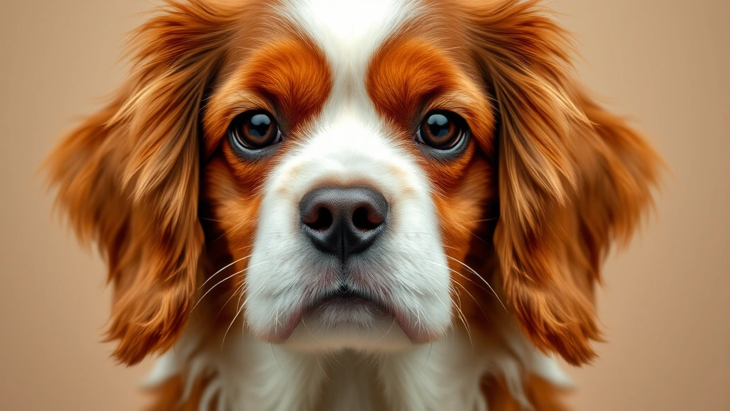 cute dog drawing -
A photorealistic close-up of a fluffy Cavalier King Charles Spaniel’s fac