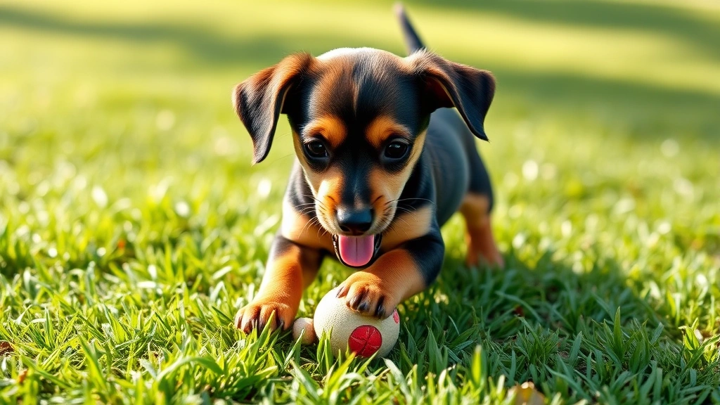 dachshund and chihuahua mix dogs -
Photorealistic photo of a Dachshund Chihuahua mix puppy playing with a small to