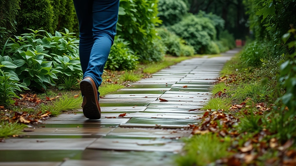 dachshund dog apparel -
walking on a wet garden path with green foliage in the background