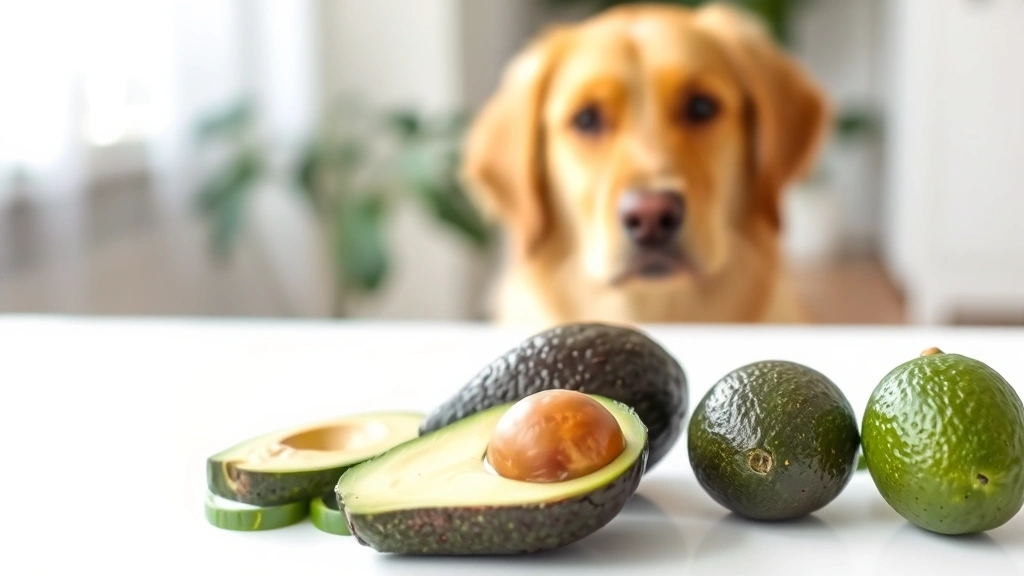 dangerous foods for pets -
and avocado arranged on a white surface with a concerned golden retriever in so