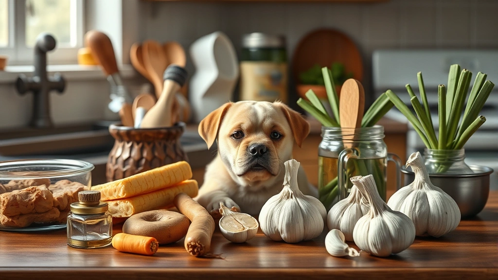 dangerous foods for pets -
Photorealistic image of a kitchen counter with various dangerous pet foods incl