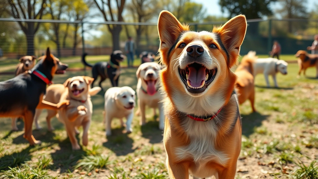 distemper vaccine for dogs -
Photorealistic image of a happy adult dog playing in a dog park with multiple d