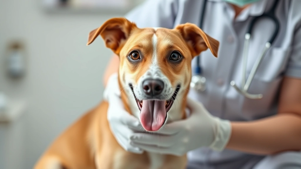 do dogs calm down after being spayed -
Photorealistic style: A female dog during a veterinary examination

