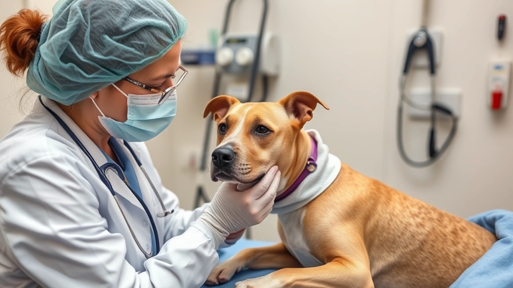 do dogs calm down after being spayed -
with a veterinarian checking her during post-operative care
