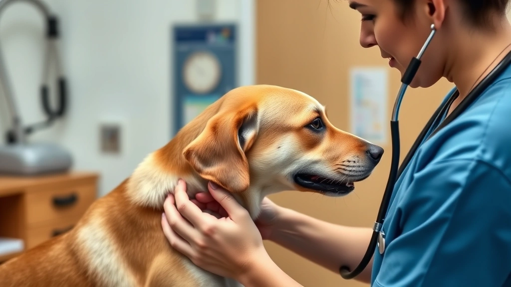 do dogs eat mice -
Photorealistic side view of a veterinarian examining a healthy medium-sized dog