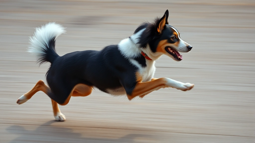 do dogs have bones in their tails -
Photorealistic action shot of a dog running at full speed with tail extended fo