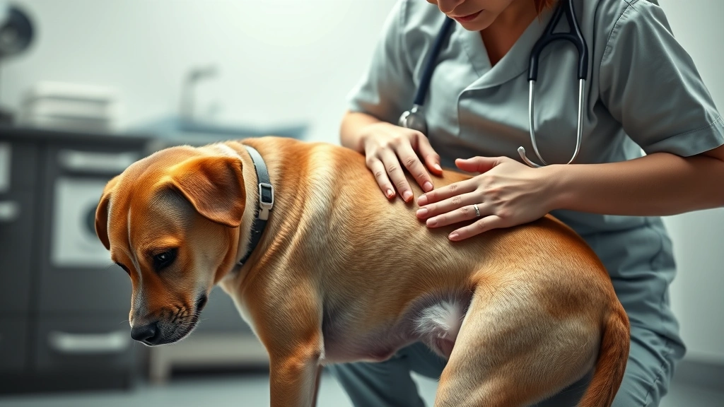 do dogs have clits -
Photorealistic image of a veterinarian examining a female dog’s abdomen d
