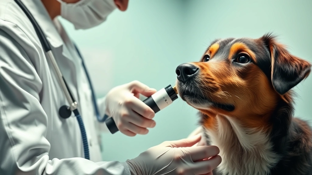do dogs have psoriasis -
Photorealistic image of a veterinarian examining a dog’s skin with a derm
