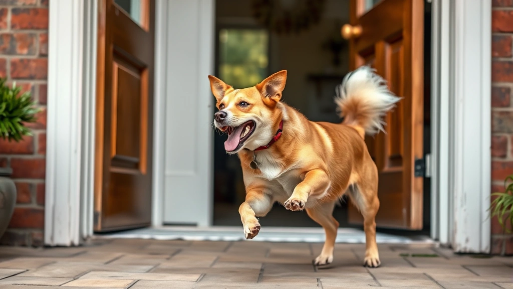 do dogs imprint on humans -
A dog excitedly greeting their owner at the front door with tail wagging and ju