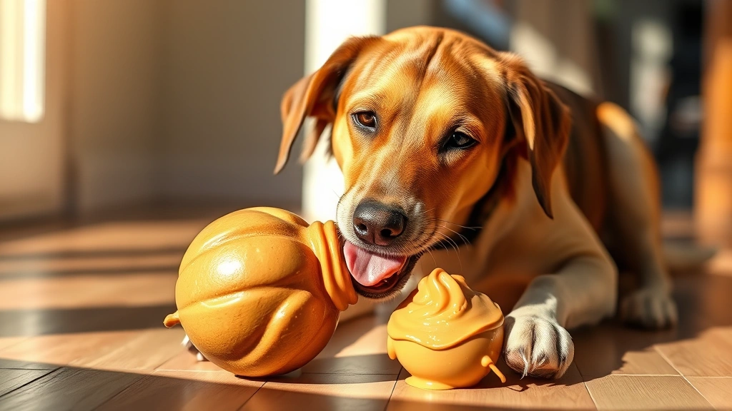 do dogs like peanut butter -
Photorealistic image of a dog licking peanut butter from a frozen Kong toy, sit