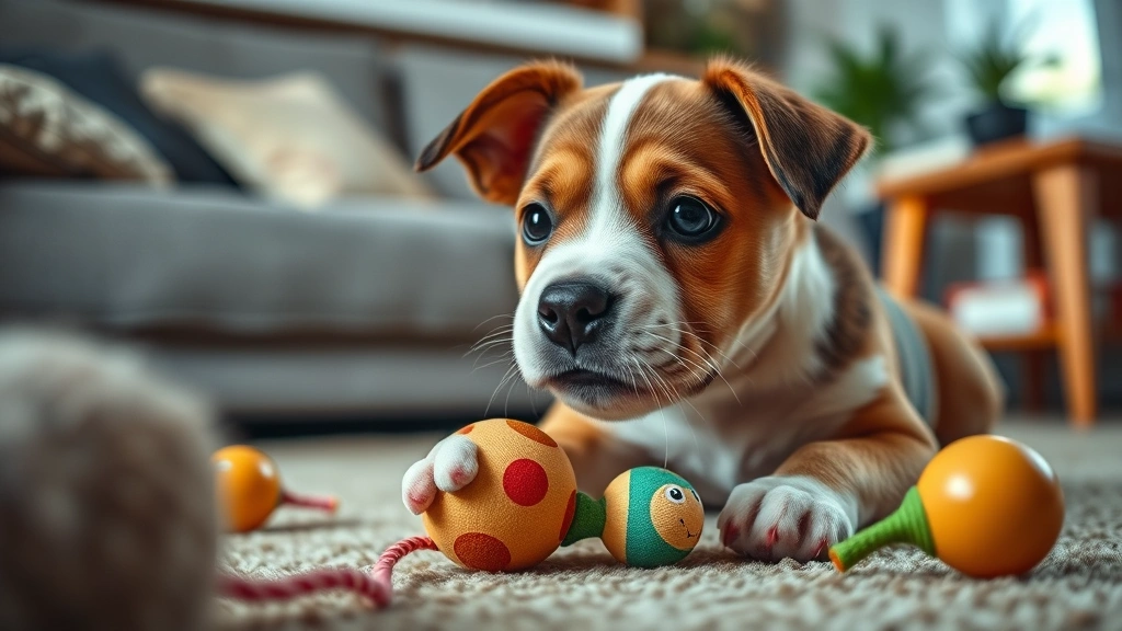 do dogs masturbate -
Close-up of a puppy playing with toys in a cozy living room
