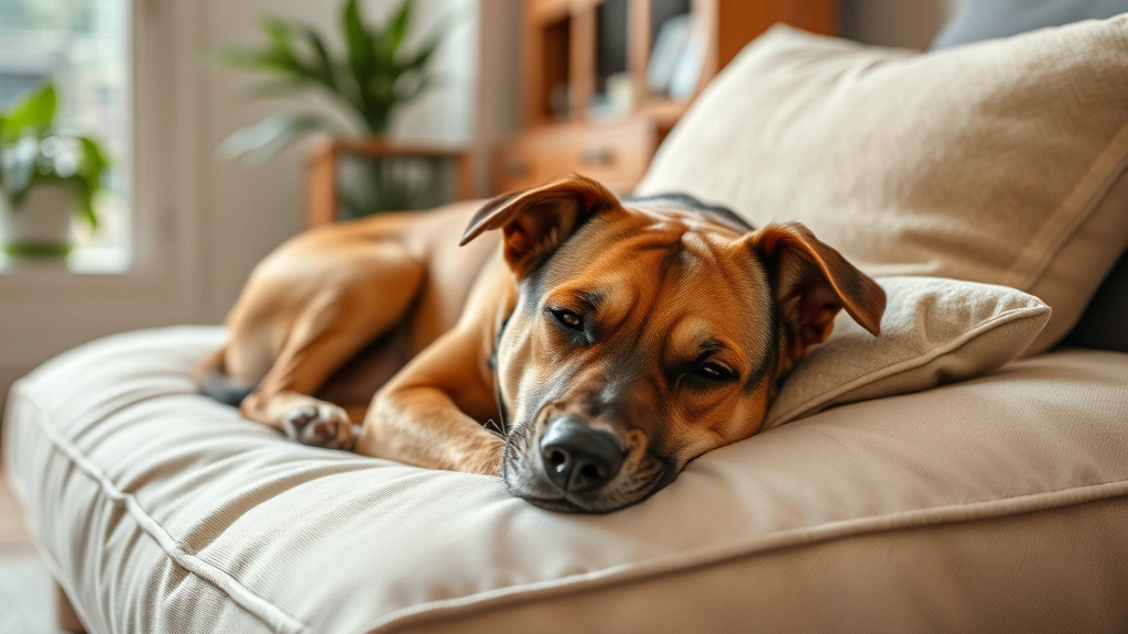 do dogs masturbate -
Adult dog resting peacefully on a cushion in a quiet corner of a house
