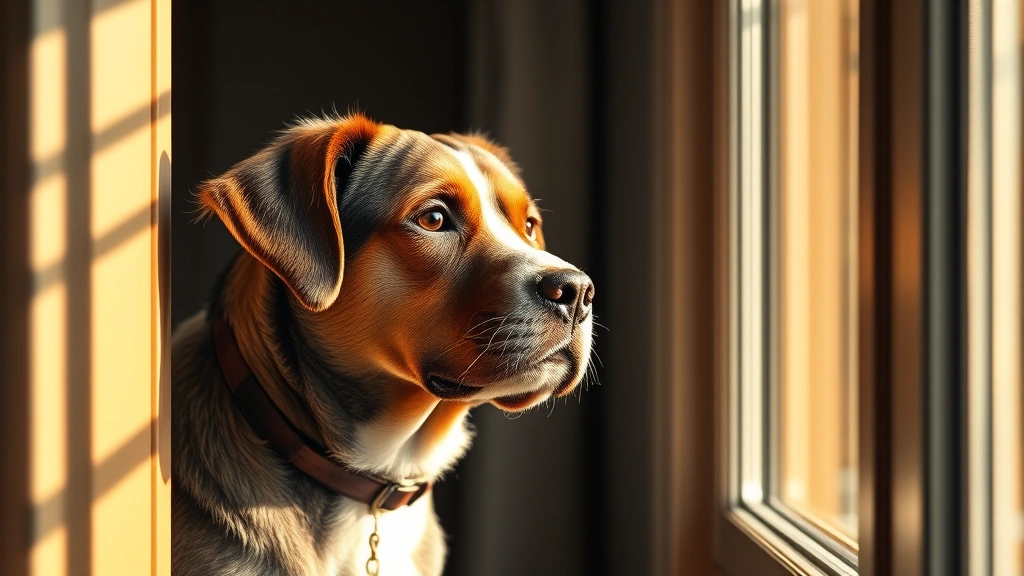 do dogs miss their owners -
A thoughtful dog looking out a window with soft sunlight, appearing contemplati