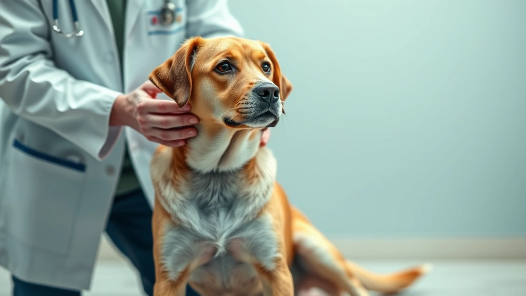 do male dogs get in heat -
Photorealistic image of a healthy adult male dog sitting calmly during a veteri