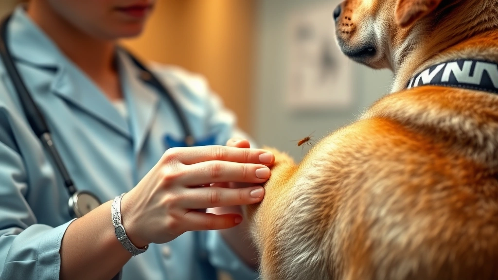 do mosquitoes bite dogs -
Photorealistic image of a veterinarian examining a dog’s skin for parasit