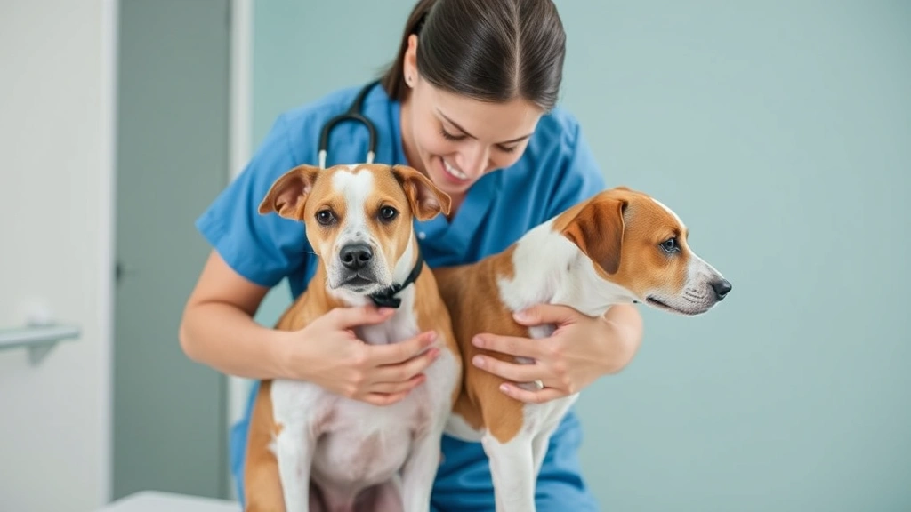 do spayed dogs have periods -
with a caring female veterinarian in scrubs checking her vitals
