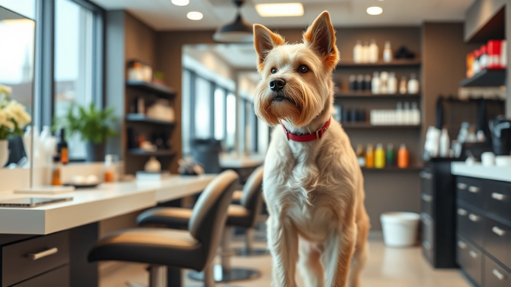 do u tip a dog groomer -
standing in a modern bright grooming salon with grooming supplies in the backgr