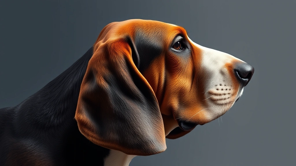 does a dog have lips -
Photorealistic side profile of a basset hound with prominent drooping lips and 