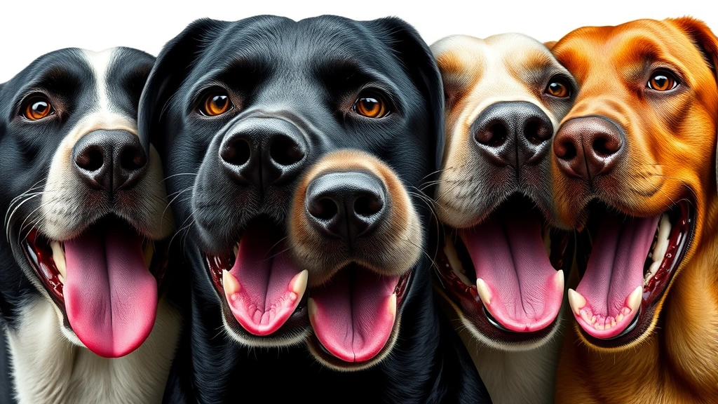 does a dog have lips -
Photorealistic detailed shot of various dog breeds’ mouths showing differ