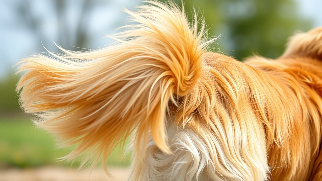 does dogs have bones in their tails -
Photorealistic close-up of a happy golden retriever’s wagging tail in mot