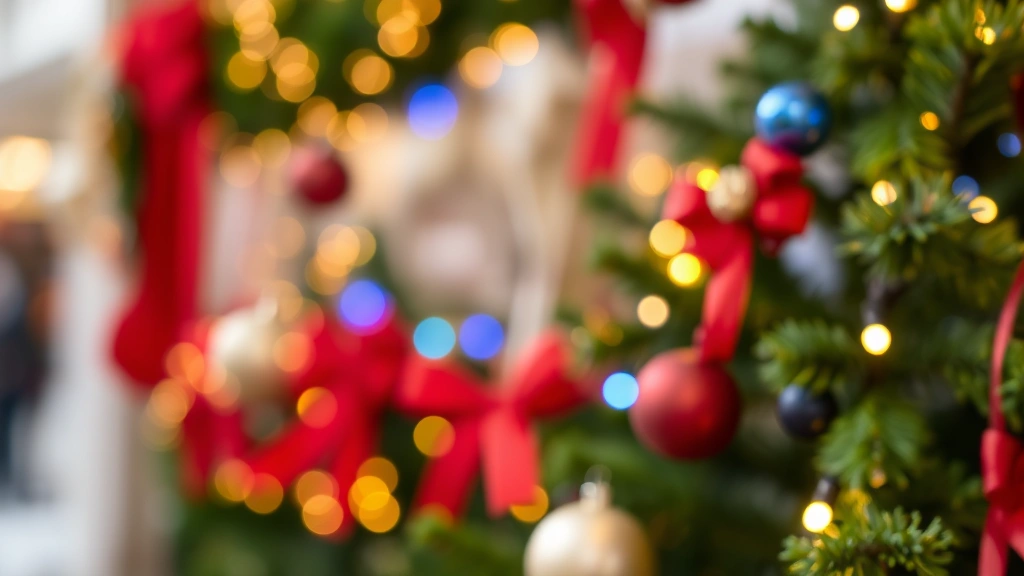 dog advent calendar -
festive holiday decorations visible but blurred in background
